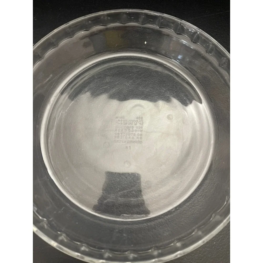 Pyrex 229 Clear Glass Pie Plate 9.5 Inch 24cm Round Scalloped Handles Vintage